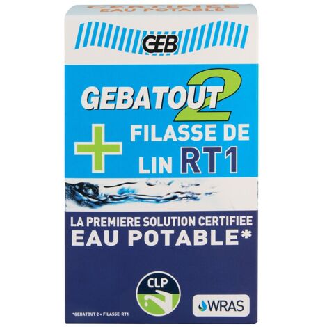 Pack Gebatout2 + Filasse RT1, 500g de pâte et 80g de filasse, étanchéité des raccords filetés certifiée eau potable - GEB