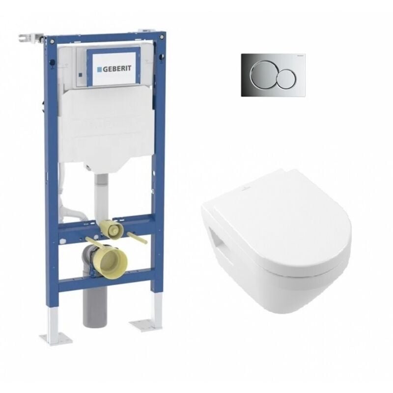 Pack wc Geberit UP320 + Cuvette Architectura d Villeroy + plaque Sigma Chromé Brillant