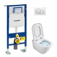 Pack Geberit UP320 + Cuvette GAP sans bride Cleanrim + plaque Sigma Blanche