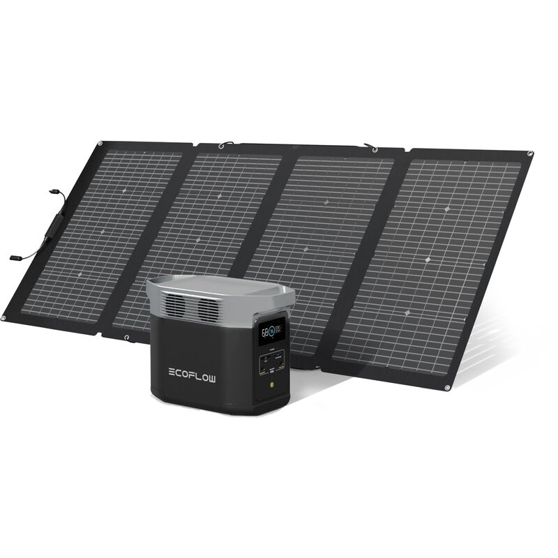 Ecoflow - Pack Générateur Solaire delta 2 et panneau solaire 220 w, capacité de 1-3 kWh, batterie lfp, charge rapide, station électrique portable