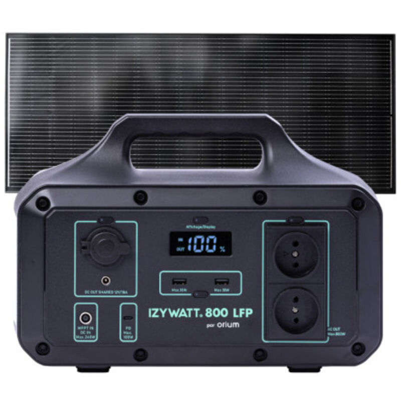 Pack générateur solaire LFP Izywatt 800 + panneau solaire fixe