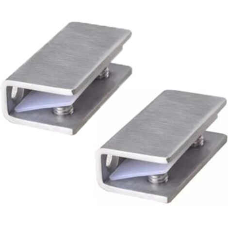 Pack Glass Shower Door Clamps - Stainless Steel Fixed Hinges - 8-12mm Wall Brackets