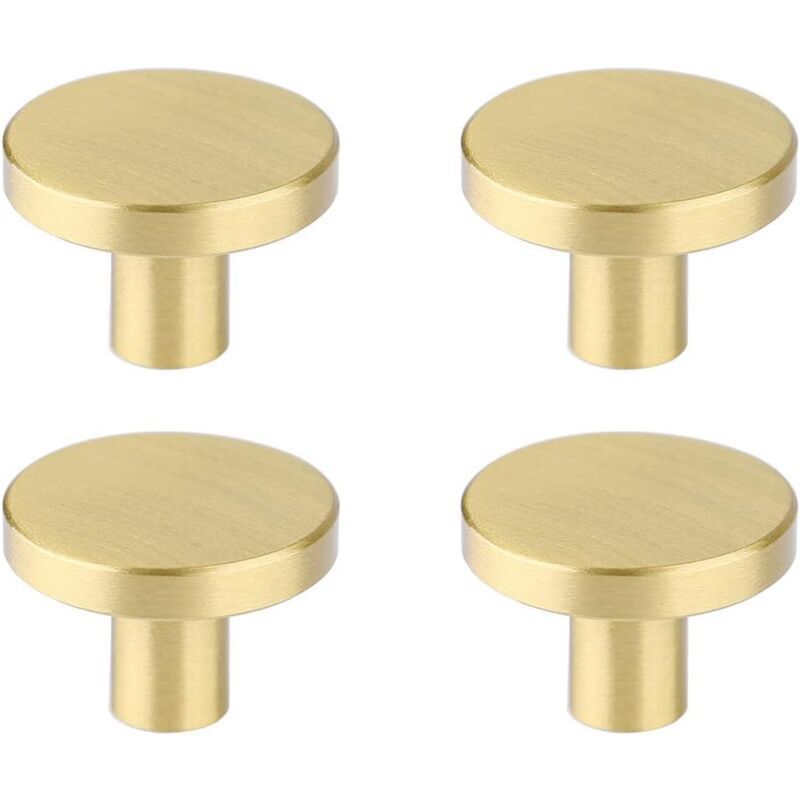 Odipie - Pack Gold Kitchen Cabinet Knobs, Solid Brass Dresser Drawer Pulls, Minimalist Round Bathroom Cabinet Handles, Modern Furniture Hardware,