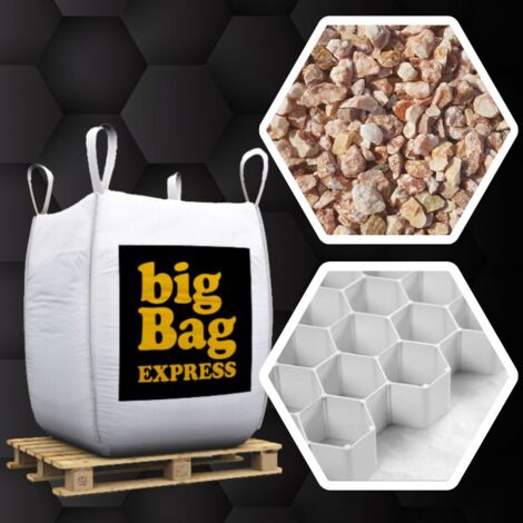 Pack Gravier Marbre Rose Ø 6/9 mm + Plaques Alvéolaires 15M², Big Bag de 0,9m³ (+/- 1,3T) - Livraison PREMIUM