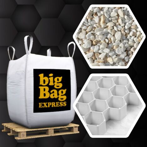 Pack Gravier Marbre Rose Espagnol 8/16mm + Plaques Alvéolaires 15M², Big Bag de 0,75m³ (+/- 1000Kg) - Livraison PREMIUM