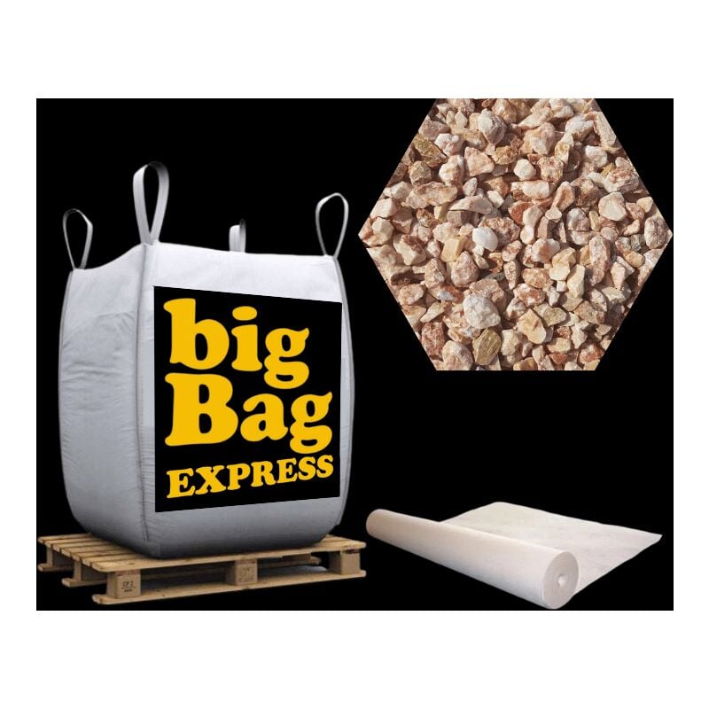 Big Bag Express - Pack Gravier marbre Rose + Géotextile = 2 Big Bag de Gravier de marbre Rose ø 6/9 mm (≃ 40M²) + Géotextile 50m2 - Livraison premium