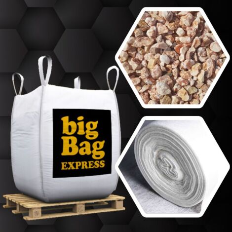 Pack Gravier Marbre Rose + Géotextile = 2 Big Bag de Gravier de Marbre Rose Ø 6/9 mm (≃ 40M²) + Géotextile 50m2 - Livraison PREMIUM