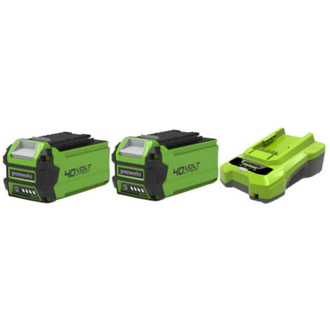 Pack GREENWORKS 40V - 2 Akkus 2,0Ah Lithium-Ion - 1 Ladegerät