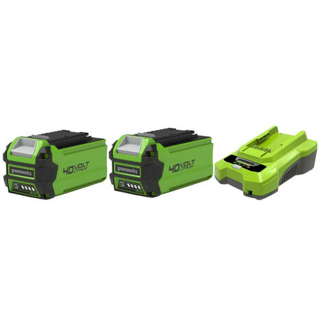 Pack GREENWORKS 40V - 2 batteries 2,0Ah Lithium-ion - 1 Chargeur