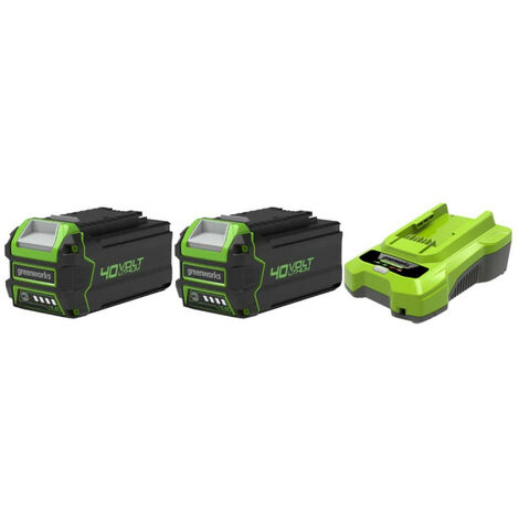 Pack GREENWORKS 40V - 2 batteries 4,0Ah Lithium-ion - 1 Chargeur