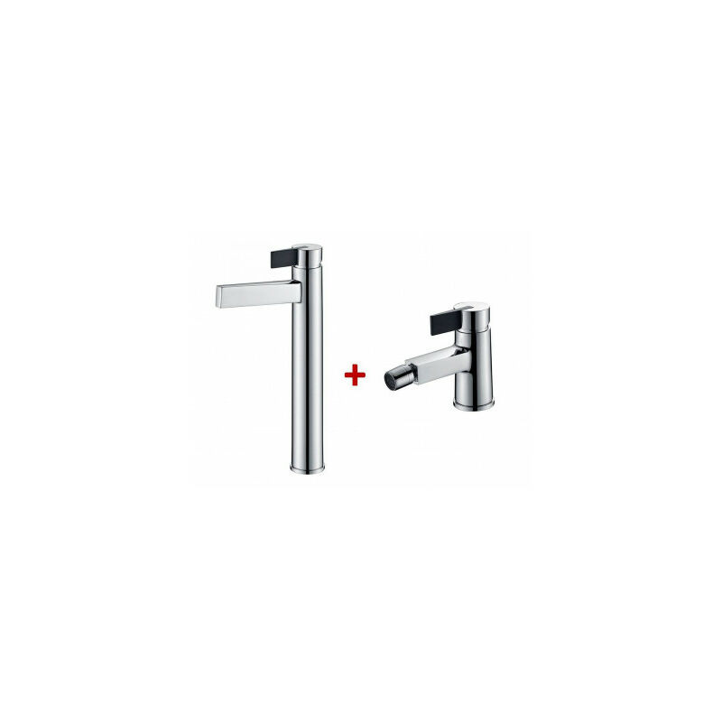 

Pack Grifo De Lavabo Alto + Grifo De Bidet Cromo/Negro Imex - Serie Elba