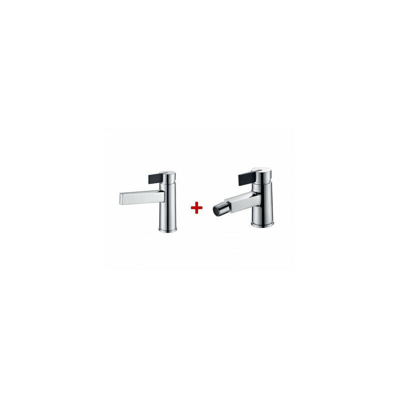 

Pack Grifo De Lavabo + Grifo De Bidet Cromo/Negro Imex - Serie Elba