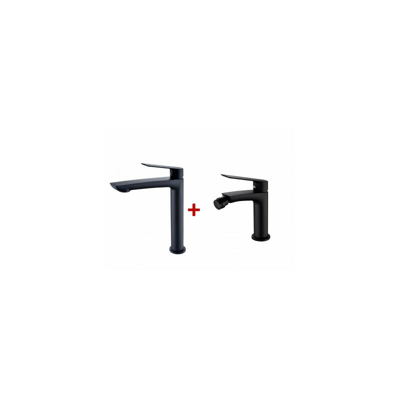 

Pack Grifo Lavabo Alto Negro Mate + Grifo Bidet Negro Mate Imex - Serie Luxor