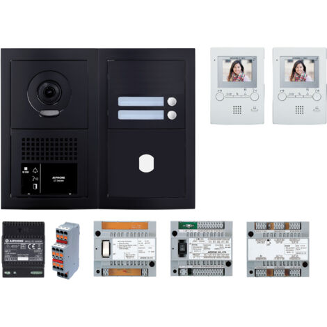 Pack GT vidéo 2 BP programmé avec platine façade noire satin 200454 - AIPHONE GTBV2EB