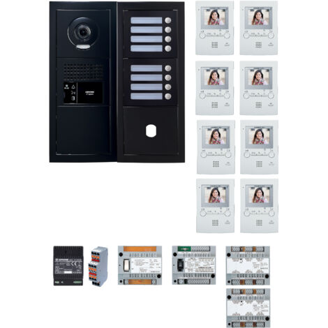 Pack GT vidéo 8 BP programmé avec platine façade noire satin GTBV8EB AIPHONE 200460