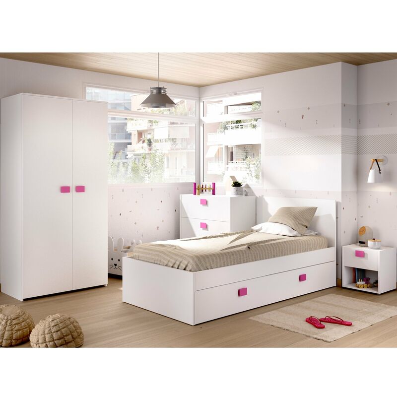 

Cama con cama inferior incluida , Armario , Cómoda y Mesita de noche Incluida , SOMIER INCLUIDO