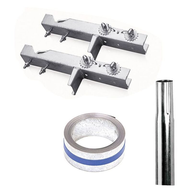 Pack hdsat Cerclage Cheminée Double Fixation + Feuillard Galvanisé 5m + Mât Emboitable 0.5m Diam 50mm