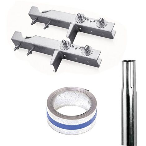 Pack HDSAT Cerclage Cheminée Double Fixation + Feuillard Galvanisé 5m + Mât Emboitable 0.5m Diam 50mm