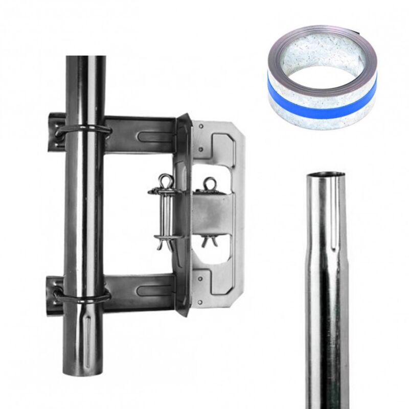 Pack Hdsat Feuillard Galvanisé 25m + Mât 1m50 diamètre 50mm + Cerclage simple