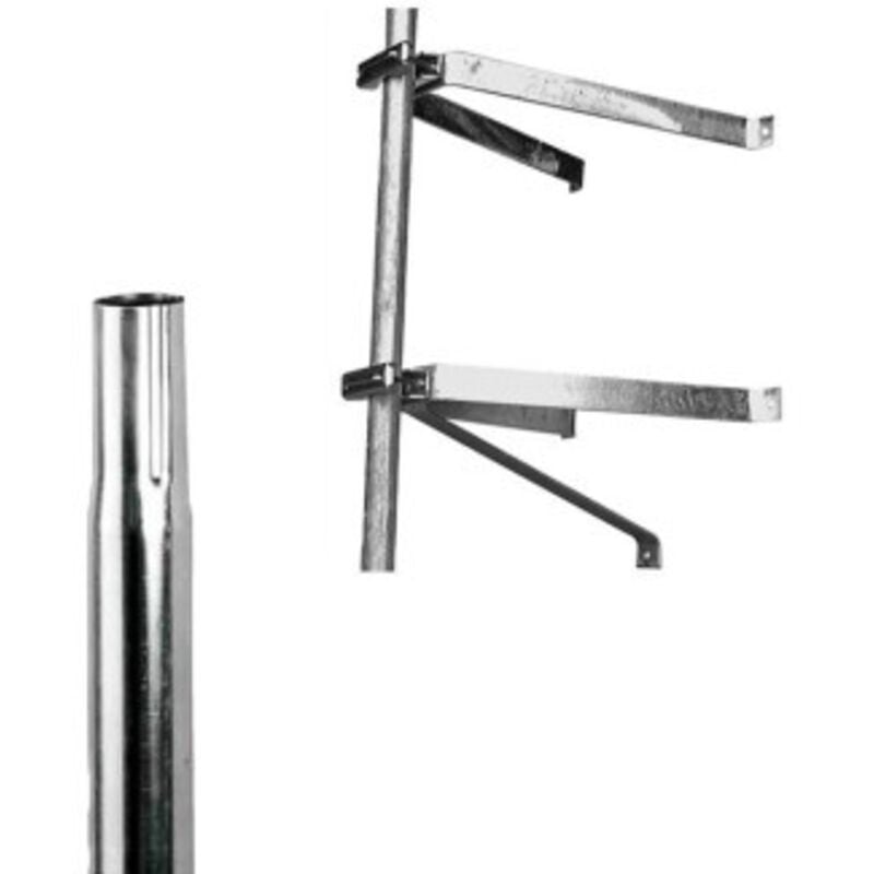 Pack Hdsat Paire d'étriers en u pour mât déport 50cm + Mât Emboitable 2m Diamètre 50mm