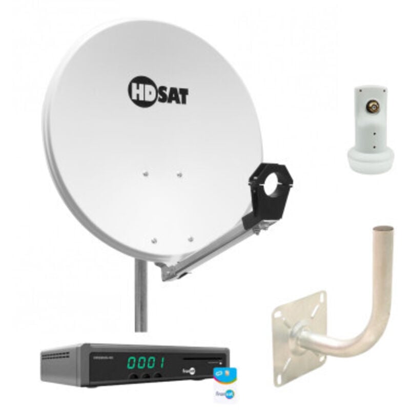Pack Hdsat Parabole Acier 60cm + optex Récepteur ORS9939HD Fransat + Bras Coudé Déport 250mm Diamètre 40mm + Tête lnb