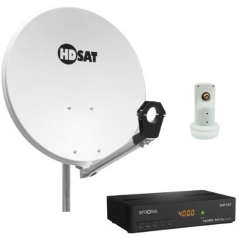 Pack Hdsat Parabole satellite acier 60cm avec Support lnb + lnb Single + Décodeur Satellite astra hd + Carte