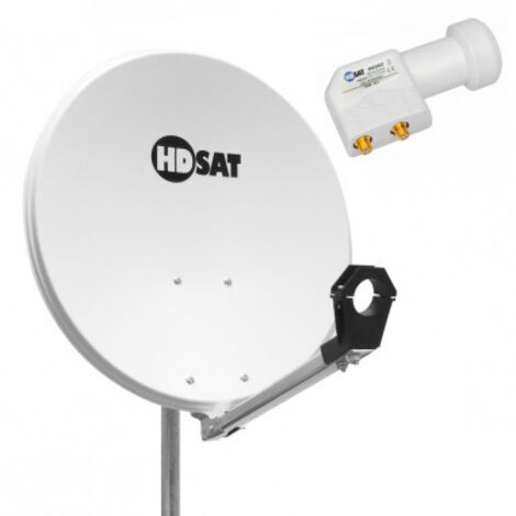 Pack HDSAT Parabole satellite acier 65cm + LNB Twin HD 4K 0,1dB idéal Astra Eutelsat