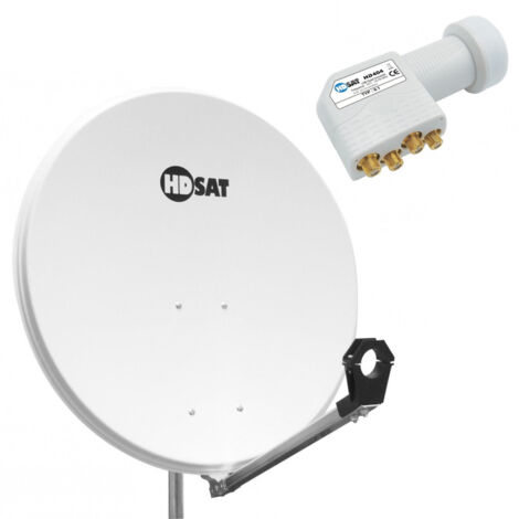 Pack HDSAT Parabole satellite acier 80cm + LNB Quad Universel 0,1dB