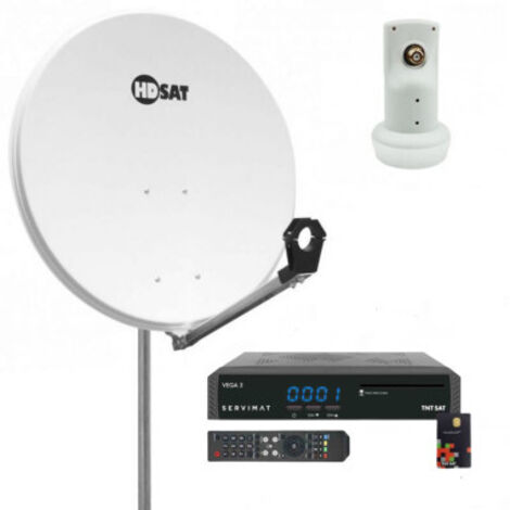 Pack HDSAT Parabole satellite acier 80cm + LNB Single + Récepteur TNTSAT