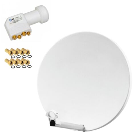 Pack HDSAT Parabole satellite fibre composite Blanche 60cm BRIDES INOX + LNB Quad HD 4K