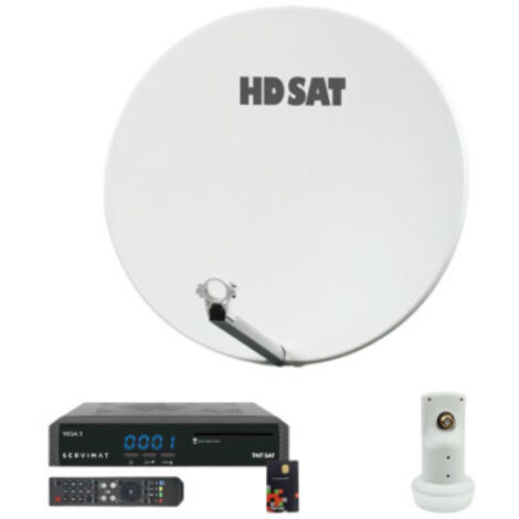 SELFSAT Kit Parabole Plate avec LNB single 1 sortie intégré + Récepteur