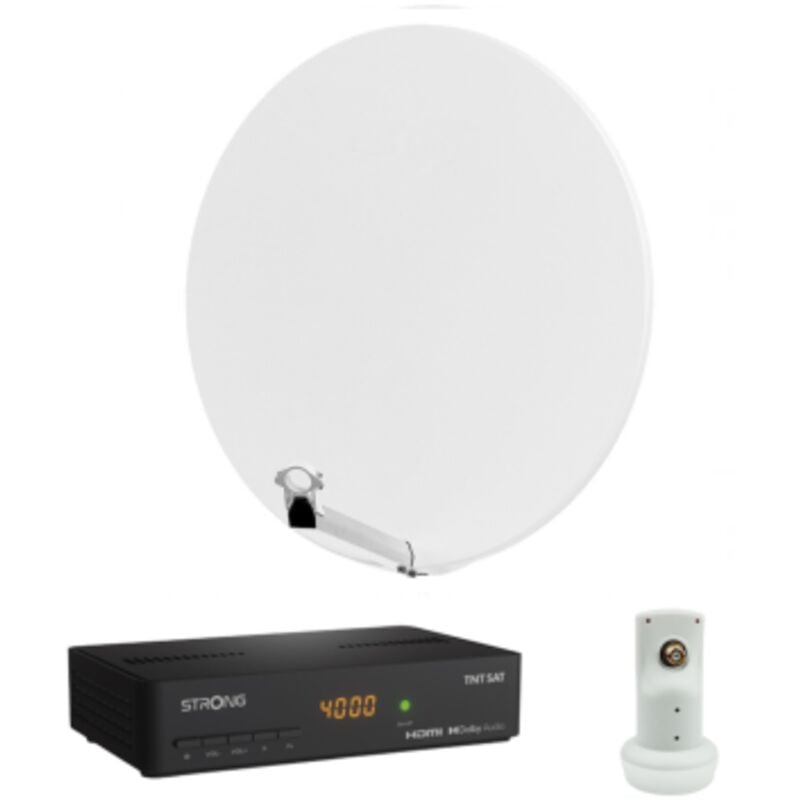 Pack Hdsat Parabole Satellite Fibre Composite Blanche 85cm + lnb Single + Décodeur Satellite astra hd + Carte