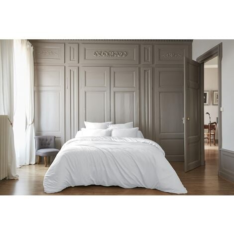 Pack Housse de couette 240 x 220 cm coton BIO 57 fils Clemence + Drap Housse  140 x 190 cm Pétrole