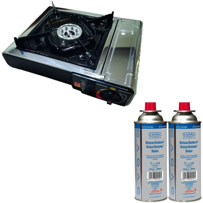 PACK INCASA R&eacute;chaud &agrave; gaz + CADAC 2 Cartouches de gaz 220G - Camping-car