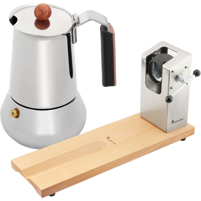 

Bergner - Pack Jamonero Colección Masterpro y una Cafetera 6 Tazas Acero Inoxidable Colección Copper, Inducción