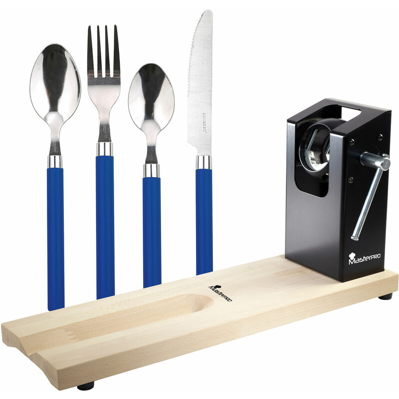 

Bergner - Pack Jamonero Masterpro y un Set 24Pcs Cubertería Acero Inoxidable Con Mango Azul En Polipropileno Energy