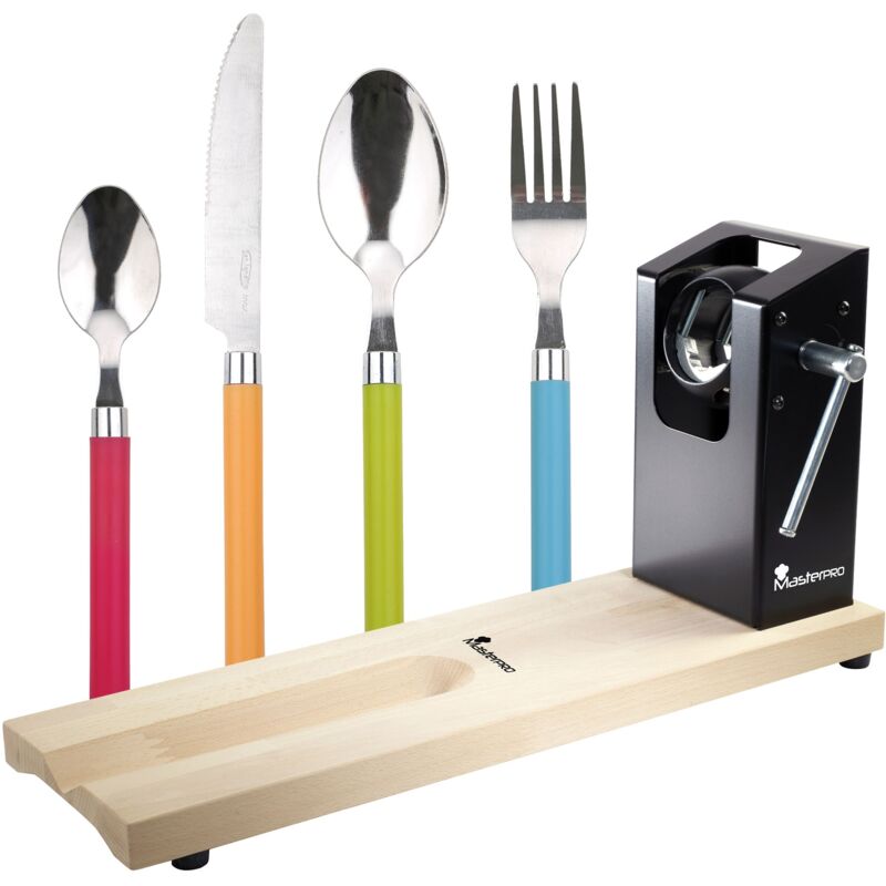 

Bergner - Pack Jamonero Masterpro y un Set 24Pcs Cubertería Acero Inoxidable Con Mangos Multicolor En Polipropileno Energy