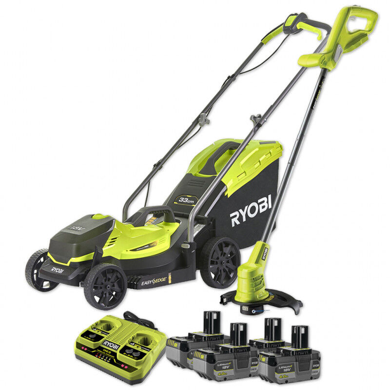 Ryobi - Pack Jardin : Tondeuse 18V OLM1833B + Coupe-bordure 18V OLT1825M + 4 batt 18V one+ 4,0Ah