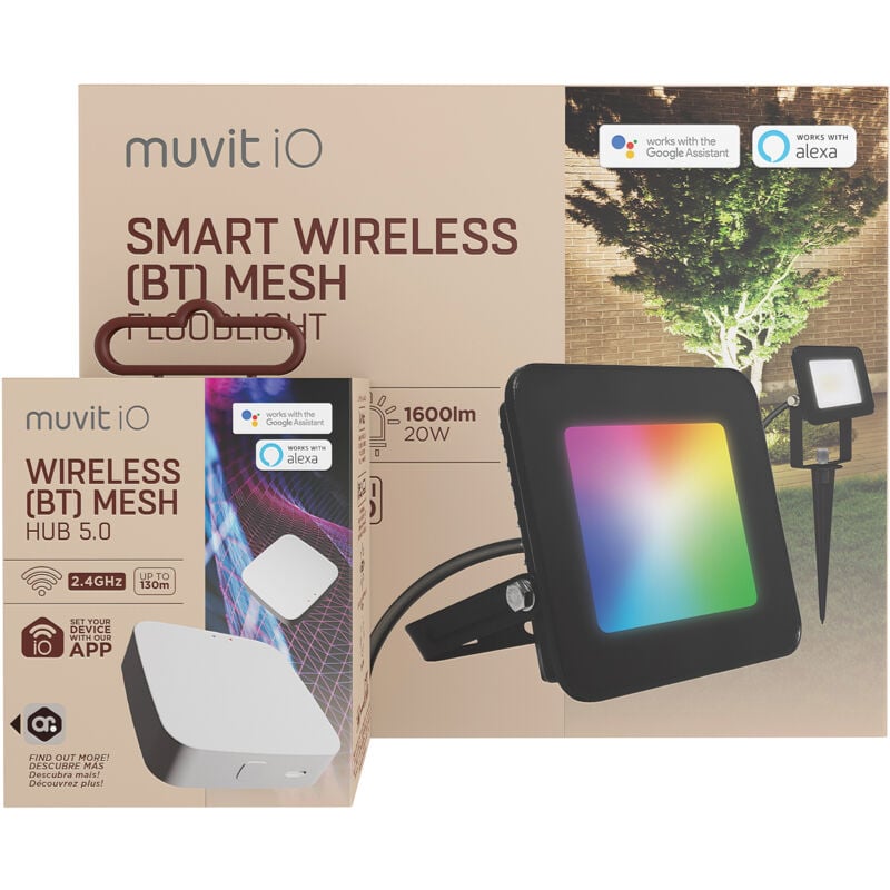 Muvit - Pack jardin : spot + hub mesh bluetooth