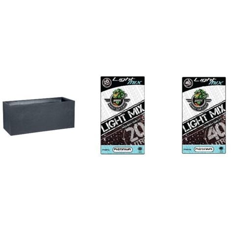 Pack - Jardinière Volcania Gris Galet 98L + Substrat Platinium LightMIX