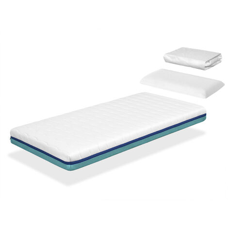 DORMALIT 90X200 BASIC PRO Hohe 13 CM H2 + 1 Memory Foam Kopfkissen 90x35 cm + 1 Matratzenschoner 90X200 cm