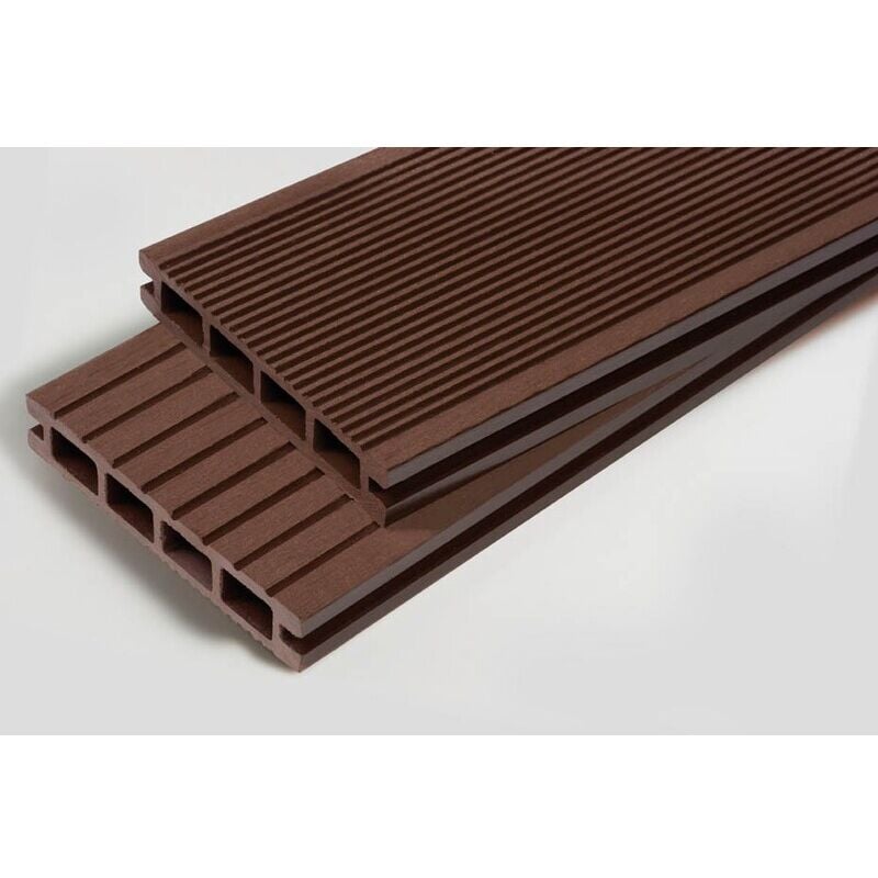 Pack 1 m² lame de terrasse composite Dual accessoires (4 coloris) 2400mm - Coloris - Chocolat, Epaisseur - 25mm, Largeur - 14 cm, Longueur - 240 cm