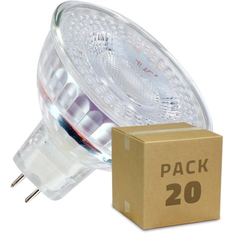 Pack Lámparas LED GU5.3 MR16 12V SMD Cristal 38º 5W (20 un)
