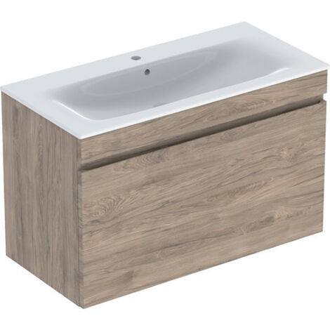 Pack lavabo slim 100 cm + mbl Geberit Renova Plan 1T 1T à l'angl. Noyer carya - GEBERIT 501.917.JR.1