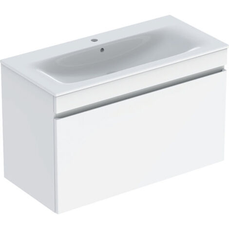 Pack lavabo slim 100 cm + meuble Geberit Renova Plan 1T 1T à l'angl. Blanc br. - GEBERIT 501.917.01.1