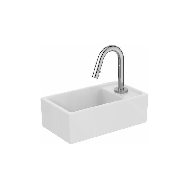 Pack lave-mains eurovit + / étagère idealstream à droite, blanc et chrome avec robinetterie sur colonne Ideal Standard