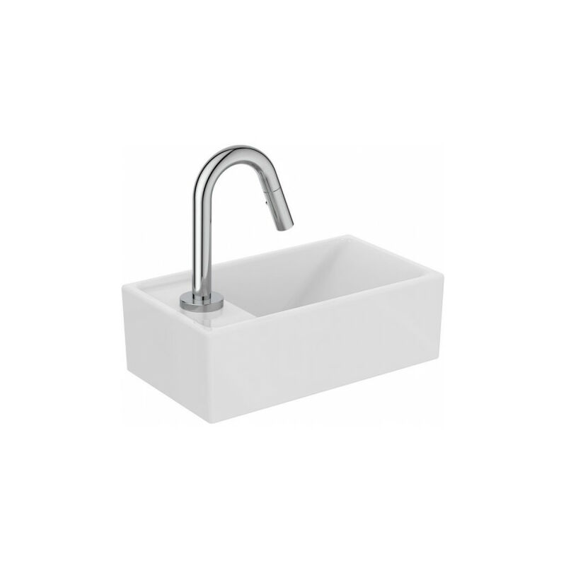 Pack lave-mains eurovit +, étagère idealstream gauche blanc et chrome avec robinetterie Ideal Standard