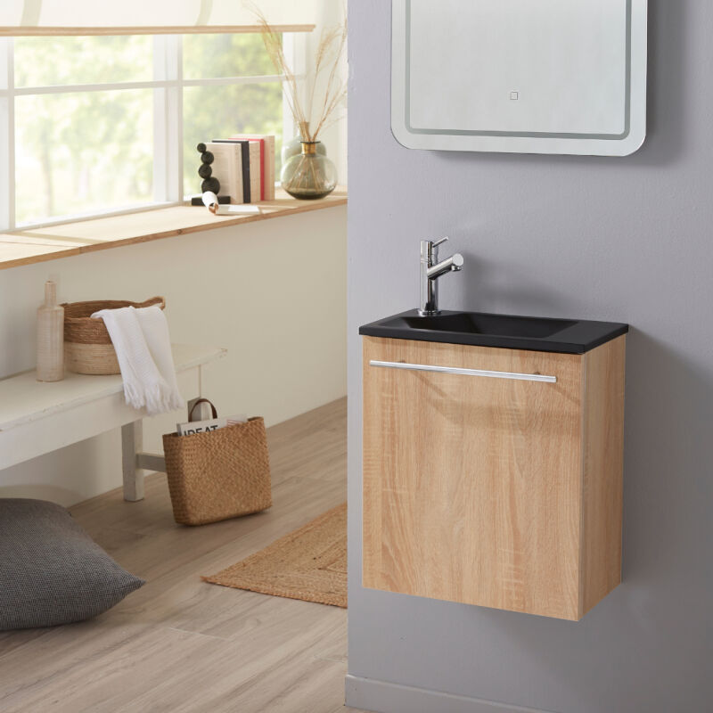 Pack lave mains Hamac Oak bordolino + Lave mains noir + robinet eau froide