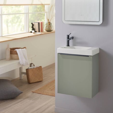 Pack lave-mains Vert avec poignée noire et vasque - Mitigeur à gauche - L.42.5 X H. 52.5 cm - Hamac 2