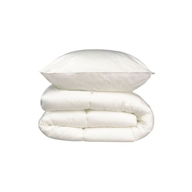 Pack linge de lit Microfibre - 1 Couette chaude 140x200 cm + 1 Oreiller 60x60 cm blanc